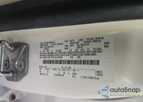 2019 Lincoln Mkc Select z USA, uszkodzony, nr VIN 5LMCJ2C97KUL07945